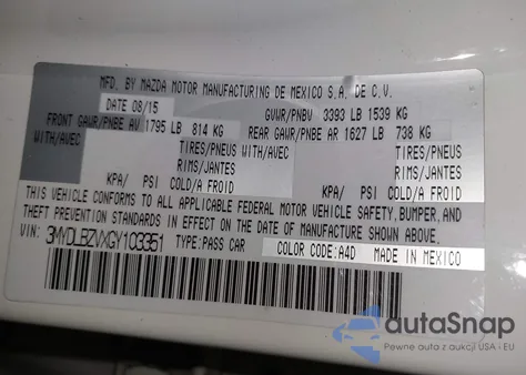 2016 Scion Ia from USA, damaged, VIN 3MYDLBZVXGY103351